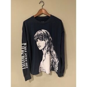 Taylor Swift The Eras Tour Long Sleeve Graphic T Shirt Navy Size Medium